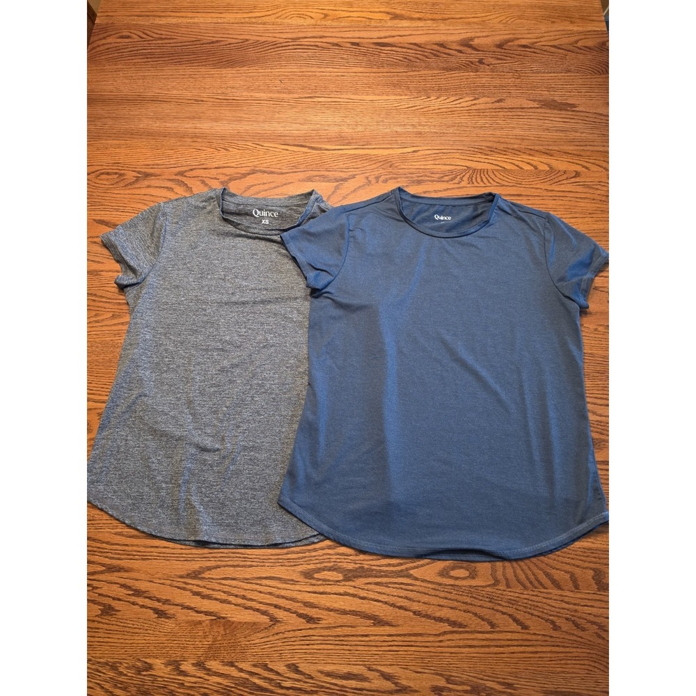 Quince Flowknit Breeze T-shirt Womens XS Gray & Blue Performance Lot Of 2